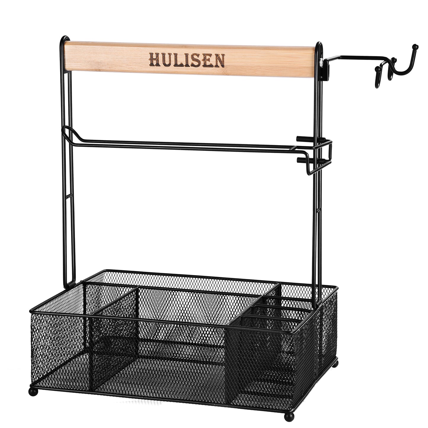 HULISEN Grill Caddy with Paper Towel Holder - BBQ Utensil and Condiment Organizer for Outdoor Cooking and Camping