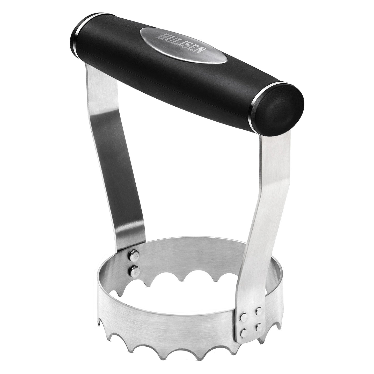 HULISEN Serrated Food Chopper - 3" Stainless Steel Hand Chopper with Grip Handle