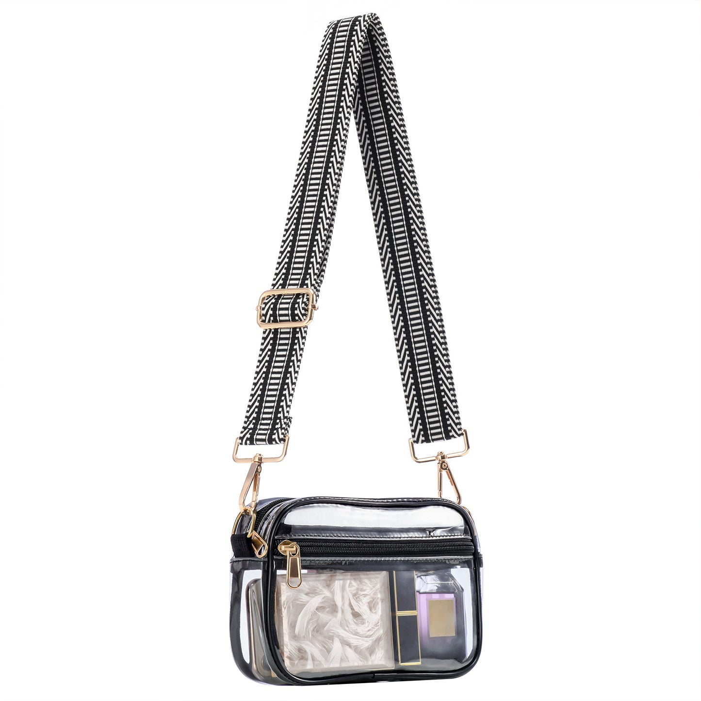 HULISEN Clear Crossbody Bag Stadium Approved - with Extra Front Pocket & Adjustable Strap