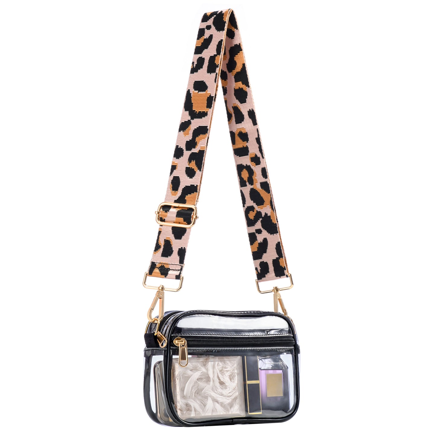 HULISEN Clear Crossbody Bag Stadium Approved - with Extra Front Pocket & Adjustable Strap