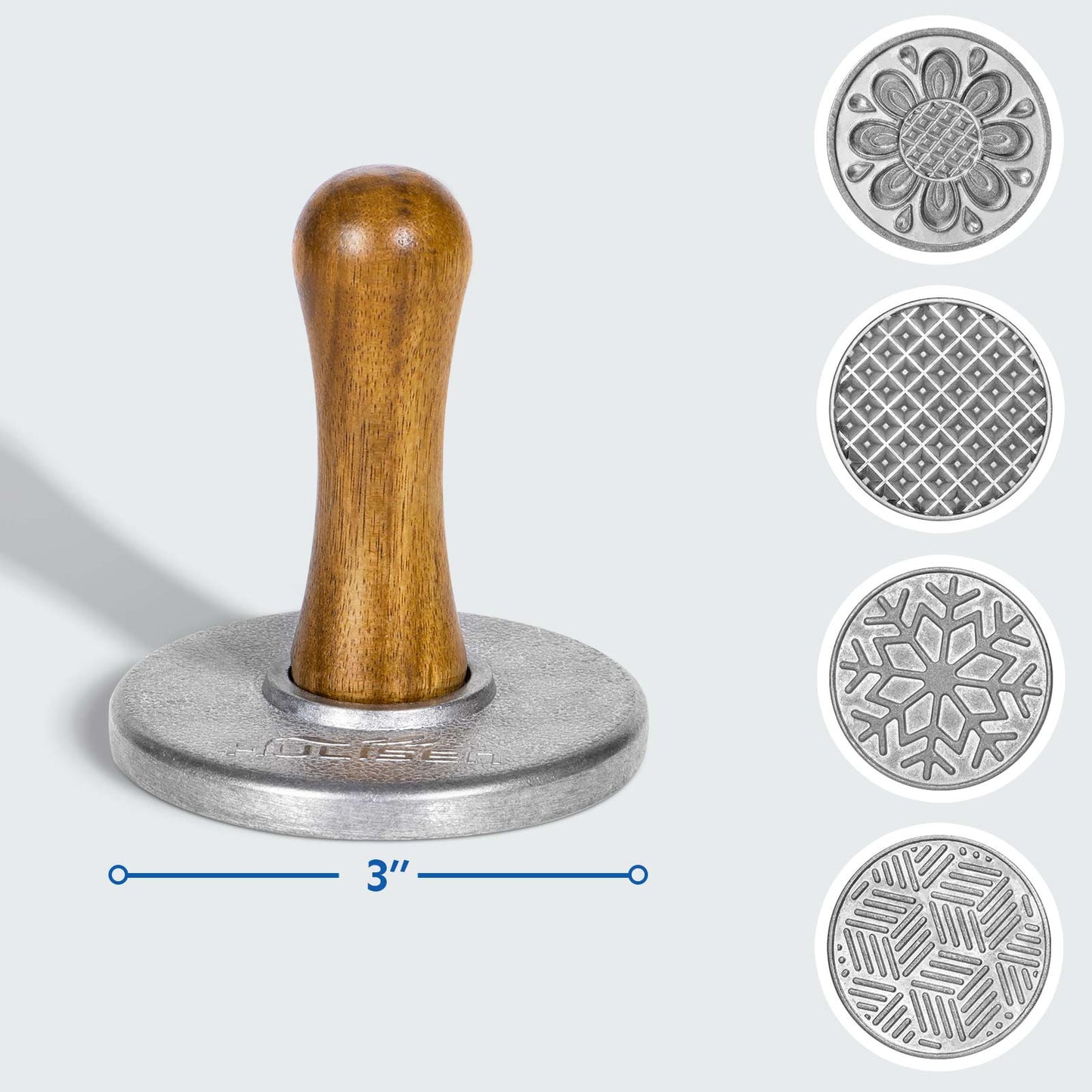 HULISEN Cookie Stamps Set of 4 - Metal Cookie Press Mold with Wooden Handle