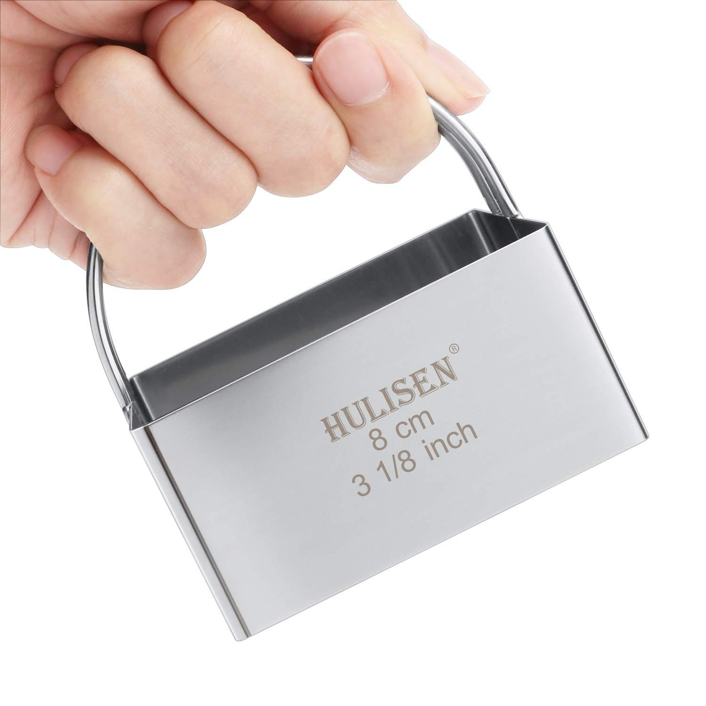 HULISEN Square Cookie Cutter Set - 4 Pieces, Stainless Steel Biscuit Cutters with Handle