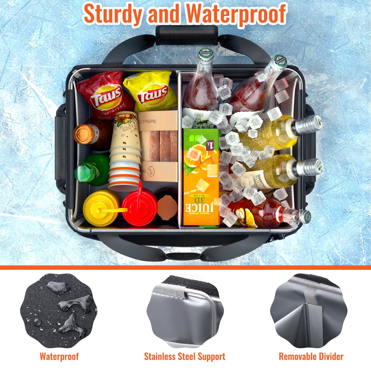 HULISEN Large Grill Caddy with Lid and Paper Towel Holder - BBQ Picnic Caddy for Camping & Travel