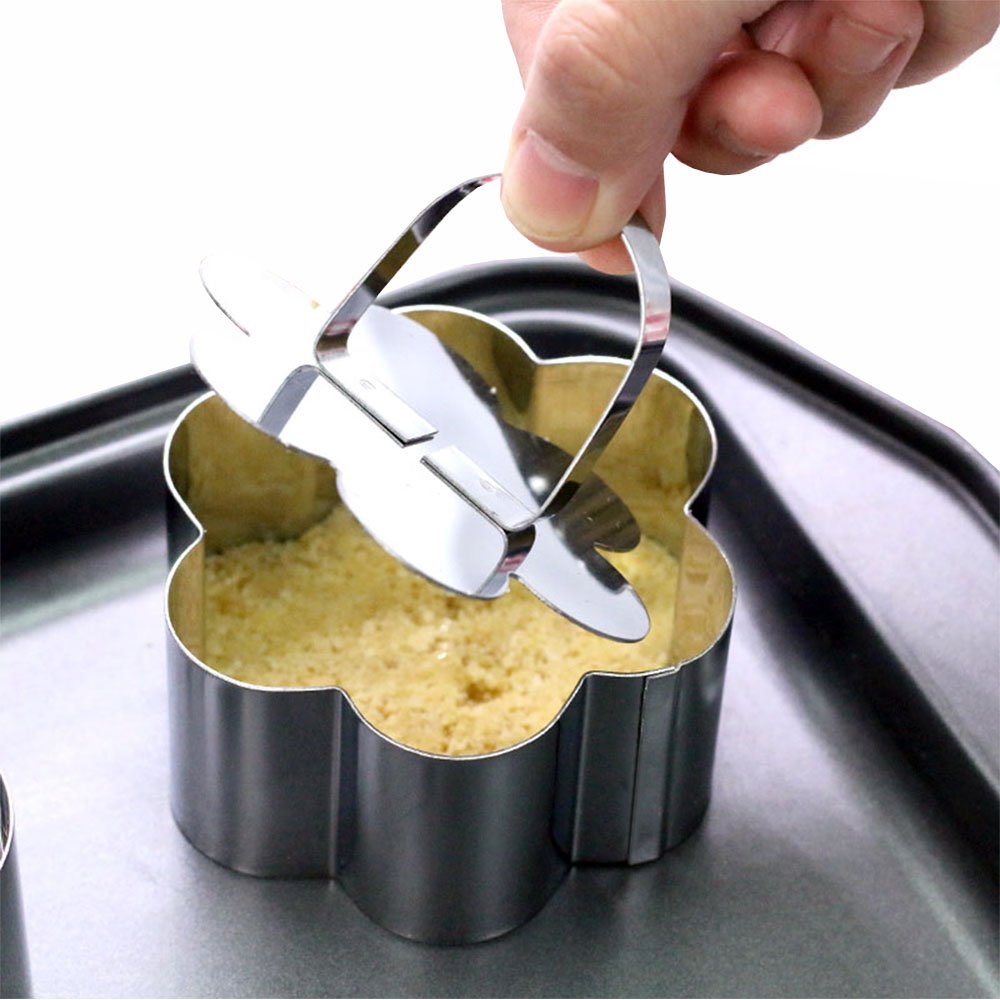 HULISEN Set of 5 Cake Ring Molds - 3-Inch, Multi-Shape with 5 Pushers