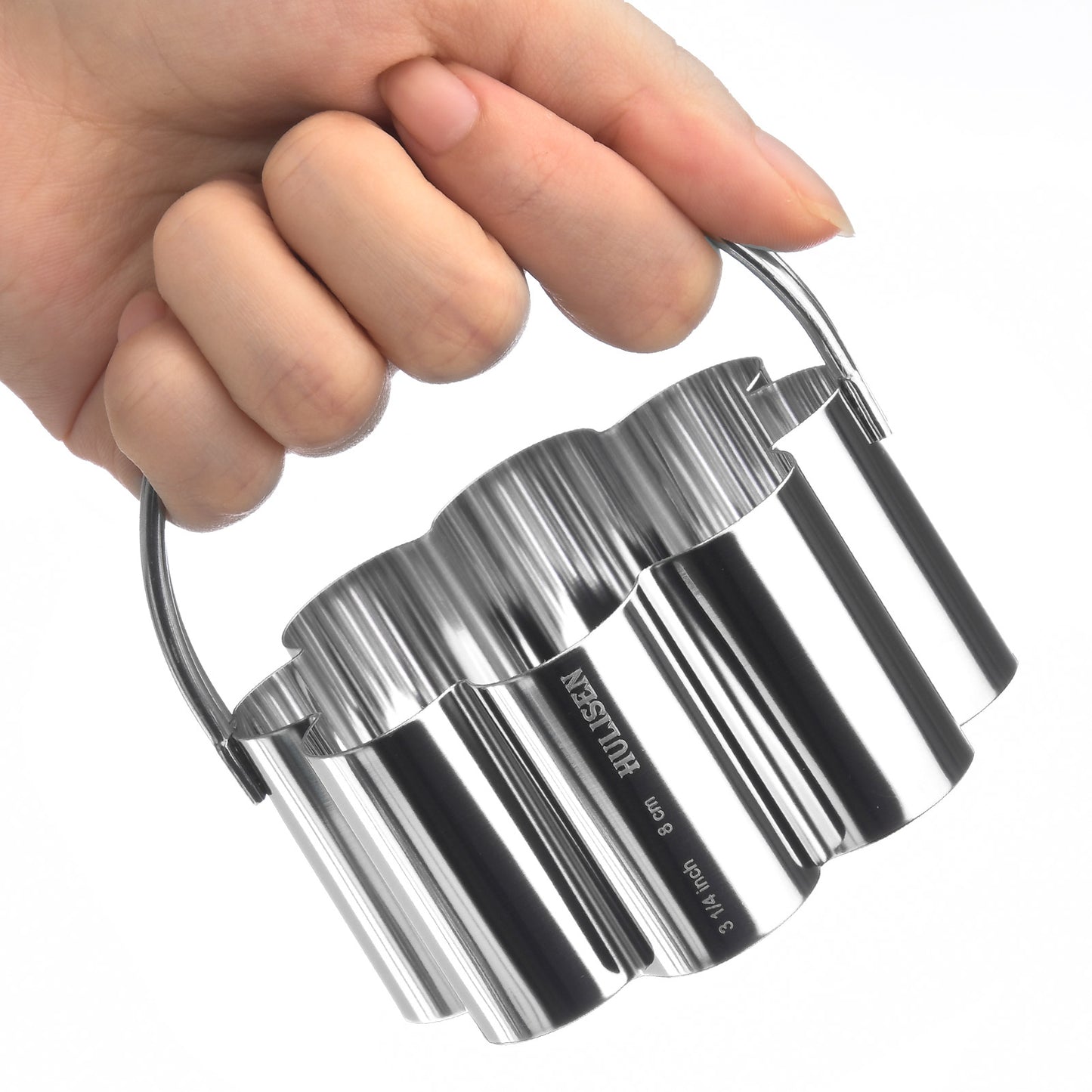 HULISEN Flower Cookie Cutter Set - 5 Pieces, Stainless Steel Biscuit Cutters with Handle