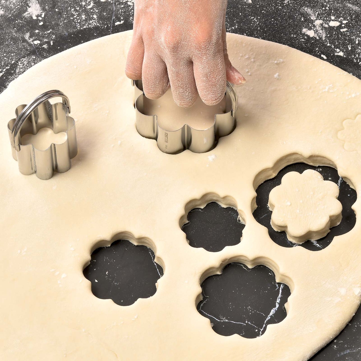 HULISEN Flower Cookie Cutter Set - 5 Pieces, Stainless Steel Biscuit Cutters with Handle