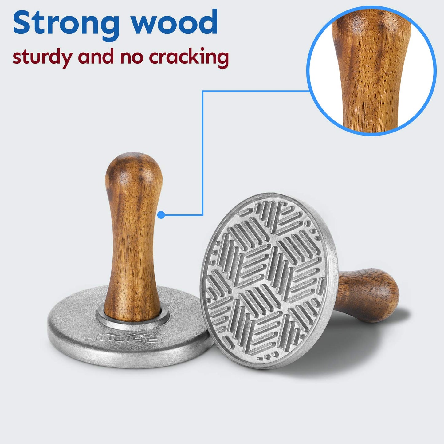 HULISEN Cookie Stamps Set of 4 - Metal Cookie Press Mold with Wooden Handle