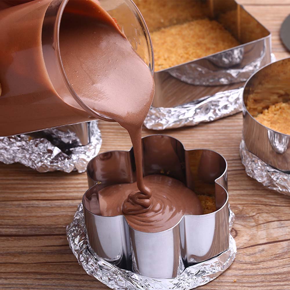 HULISEN Set of 5 Cake Ring Molds - 3-Inch, Multi-Shape with 5 Pushers
