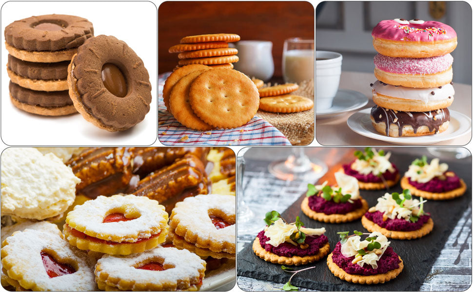 HULISEN Fluted Round Cookie Cutter Set - 5 Pieces, Stainless Steel Biscuit Cutters with Handle