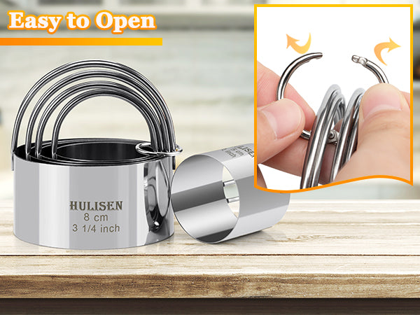 HULISEN Stainless Steel Baking Tool Set - Pastry Scraper & Dough Blender & Flour Duster & 5-Piece Biscuit Cutter