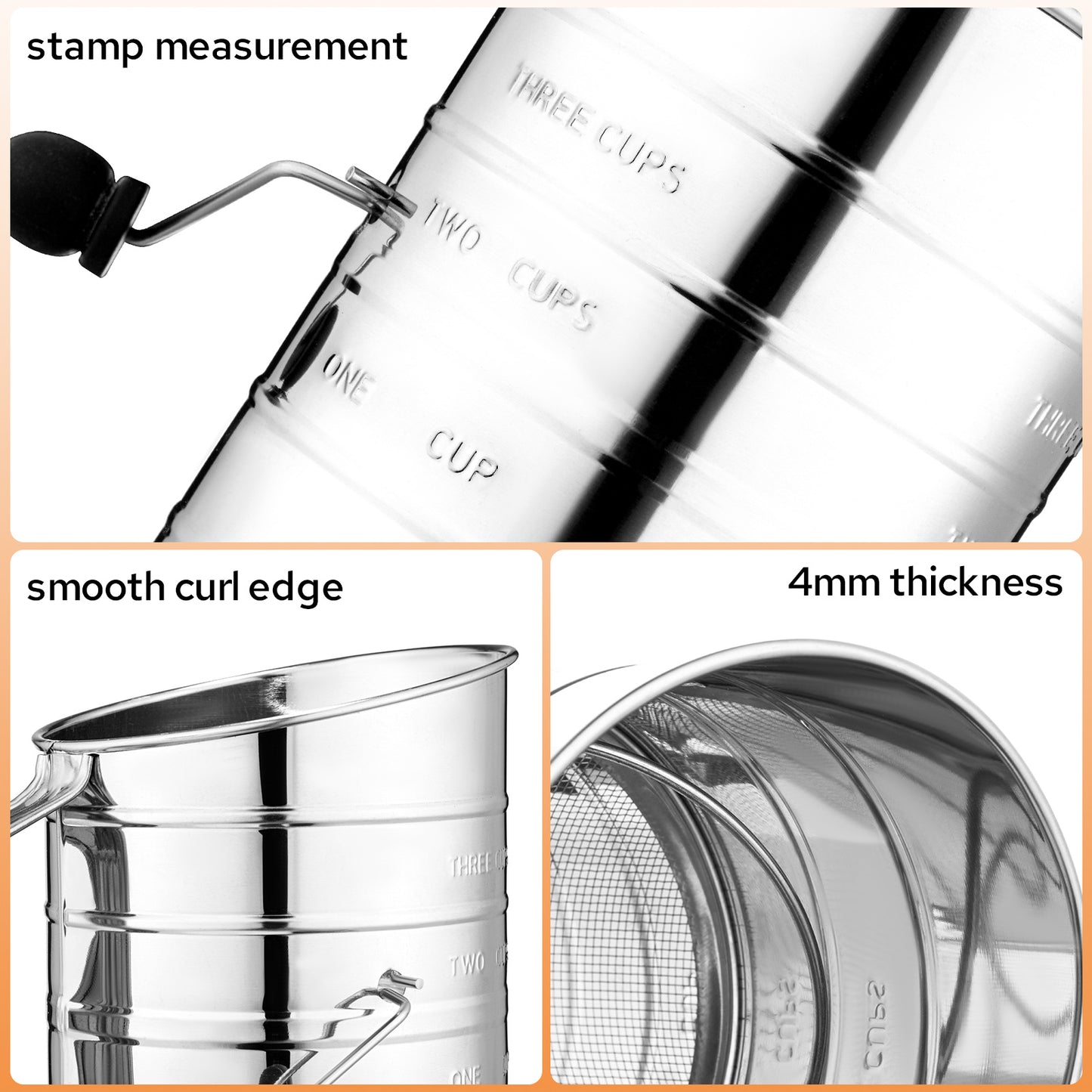 HULISEN 3-Cup Flour Sifter for Baking