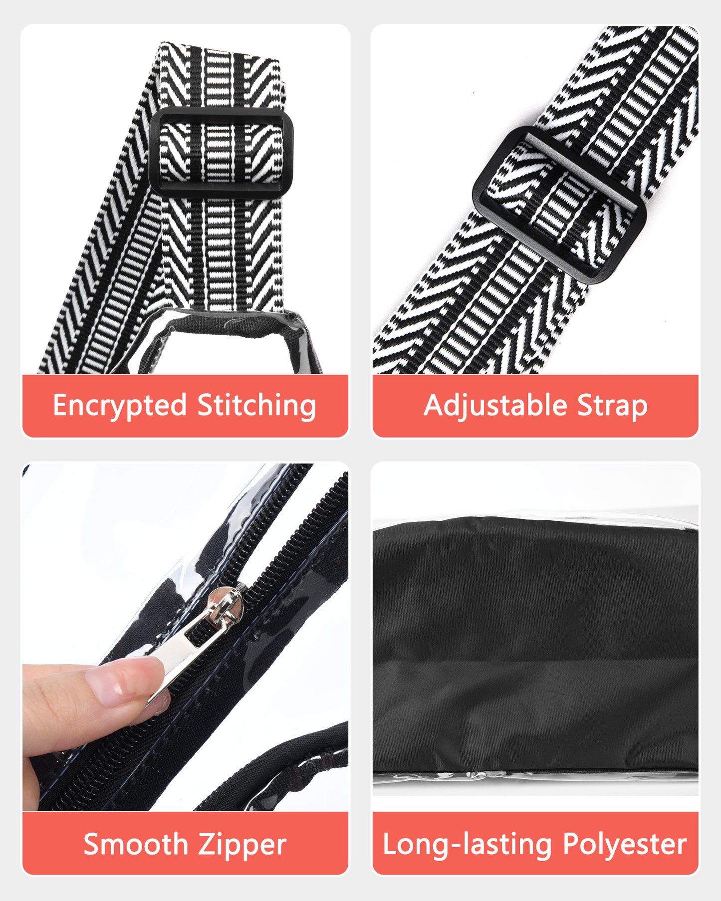 HULISEN Clear Sling Bag - with Extra Front Pocket & Water Bottle Holder