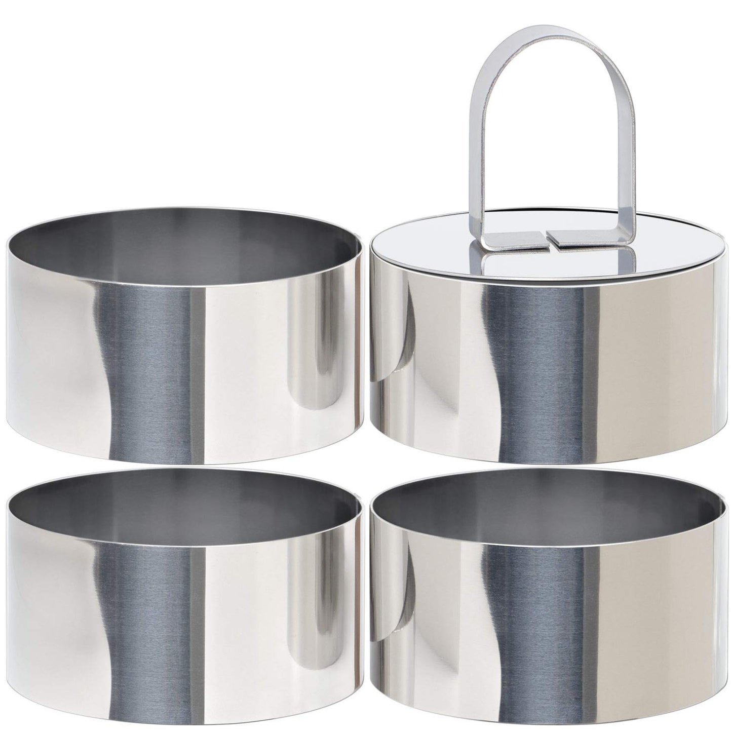 HULISEN 3-Inch Round Cake Ring Mold - 4 Rings & 1 Pusher