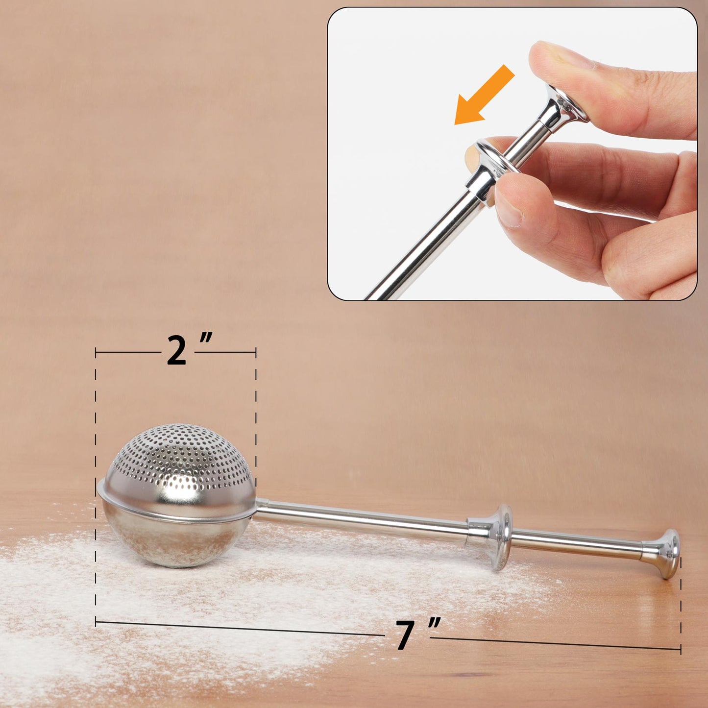 HULISEN Flour Duster for Baking - 304 Stainless Steel Powdered Sugar Shaker