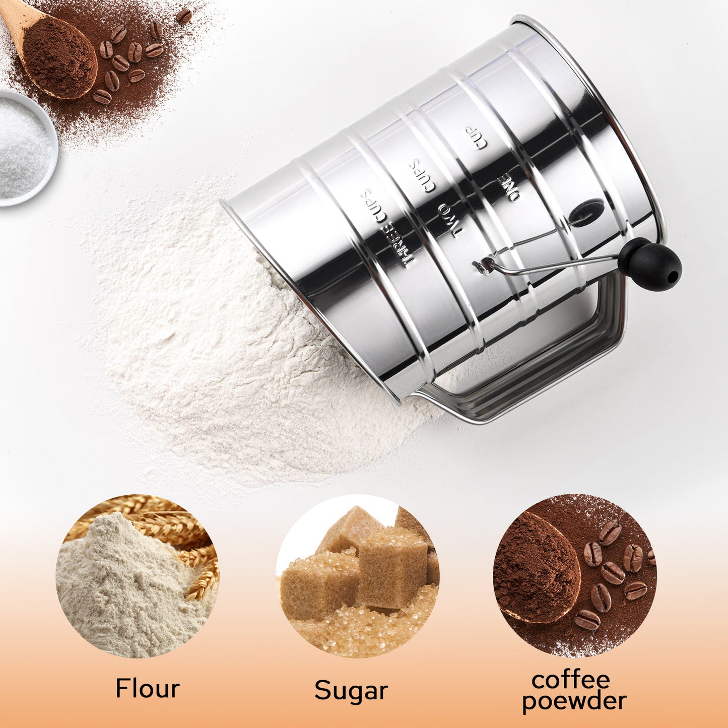 HULISEN 3-Cup Flour Sifter for Baking