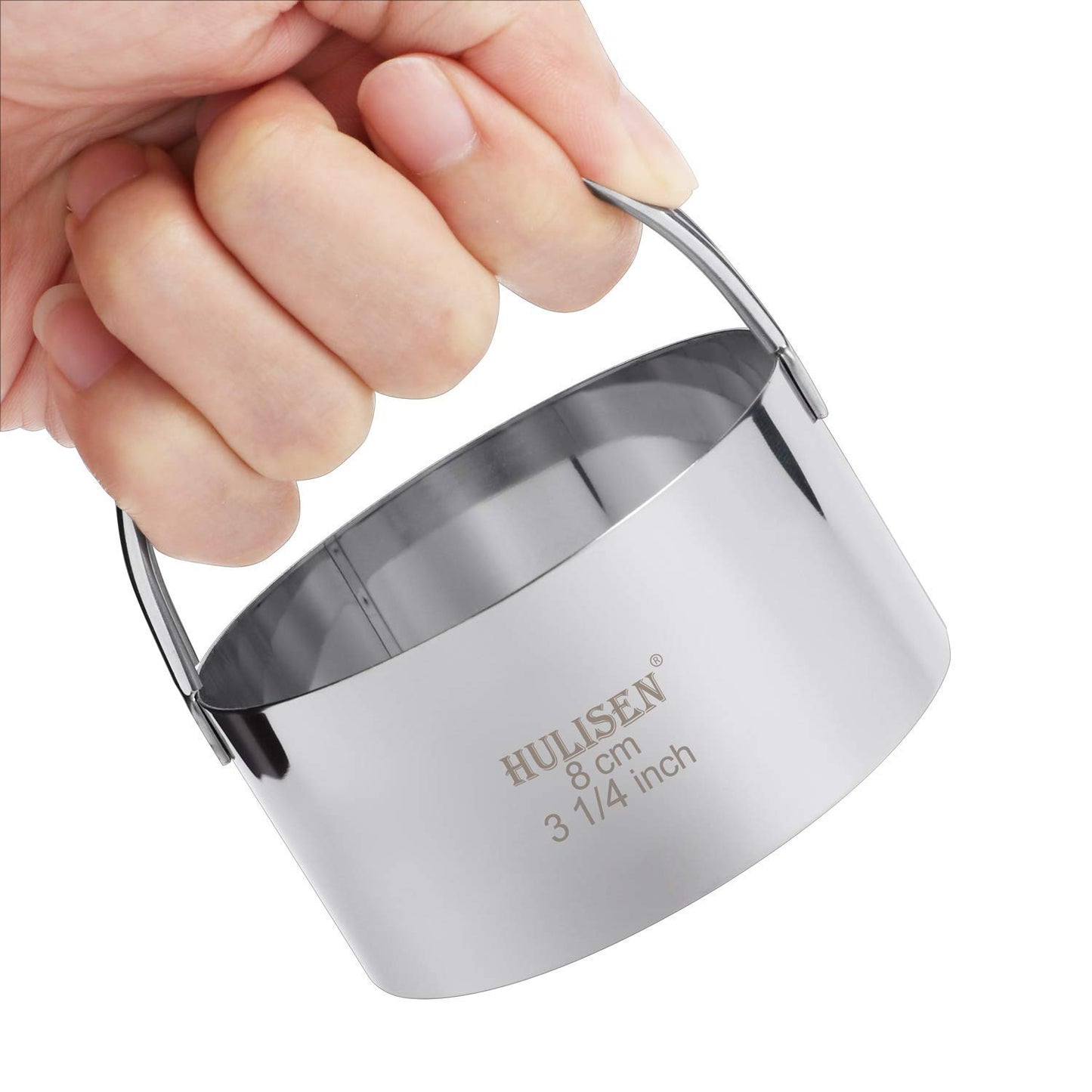 HULISEN Round Cookie Cutter Set - 3 Pieces, Stainless Steel Biscuit Cutters with Handle