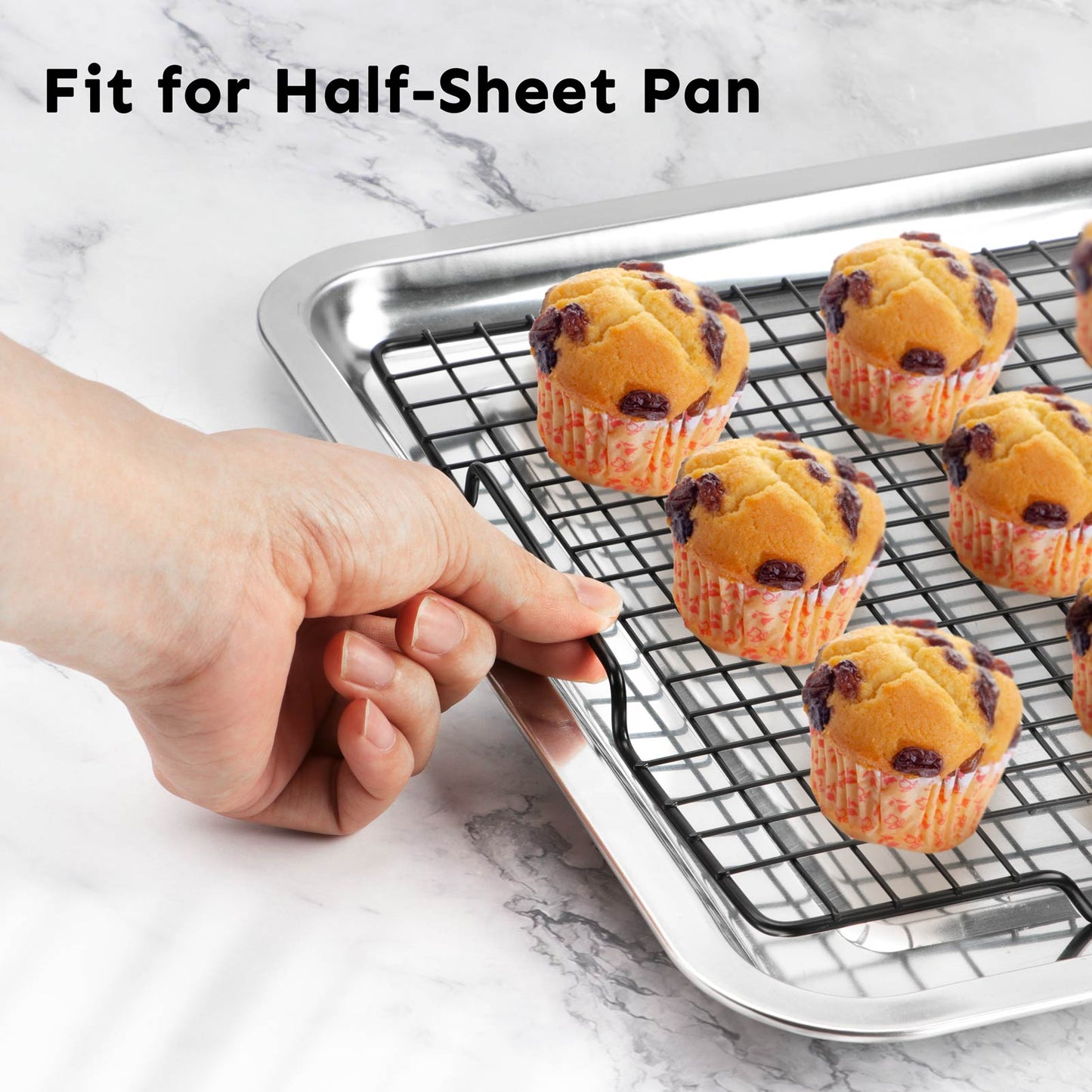 HULISEN Cooling Rack 2 Pack / 4 Pack - 16" x 10" Nonstick Baking Rack with Handles