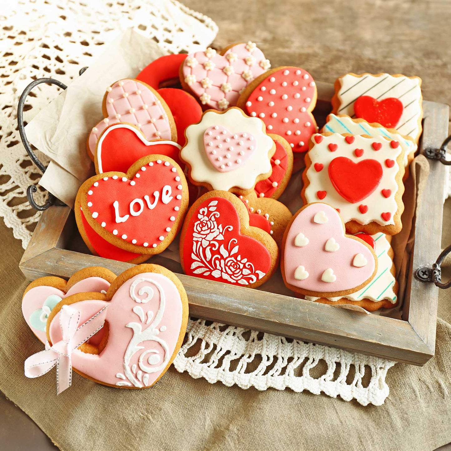 HULISEN Heart Cookie Cutter Set - 5 Pieces, Stainless Steel Biscuit Cutters with Handle