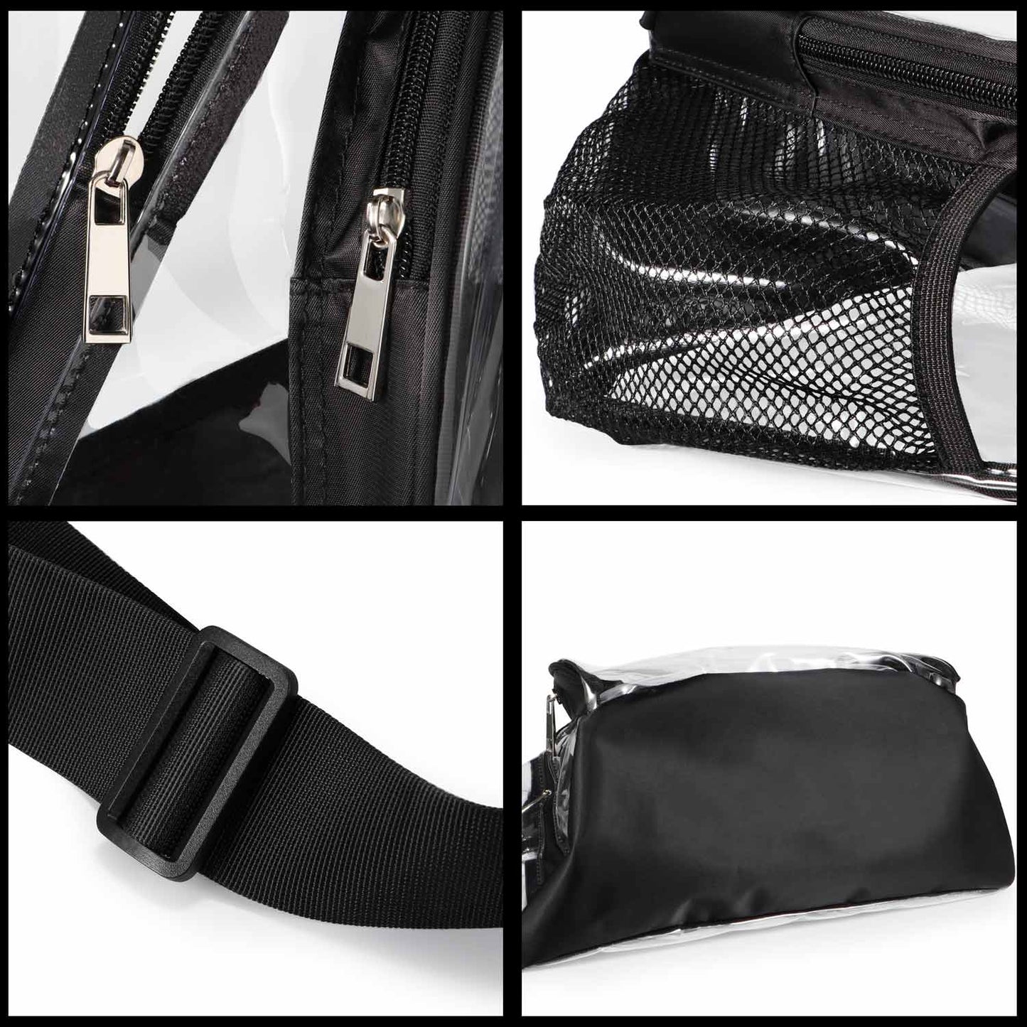 HULISEN Clear Sling Bag - with Extra Front Pocket & Water Bottle Holder