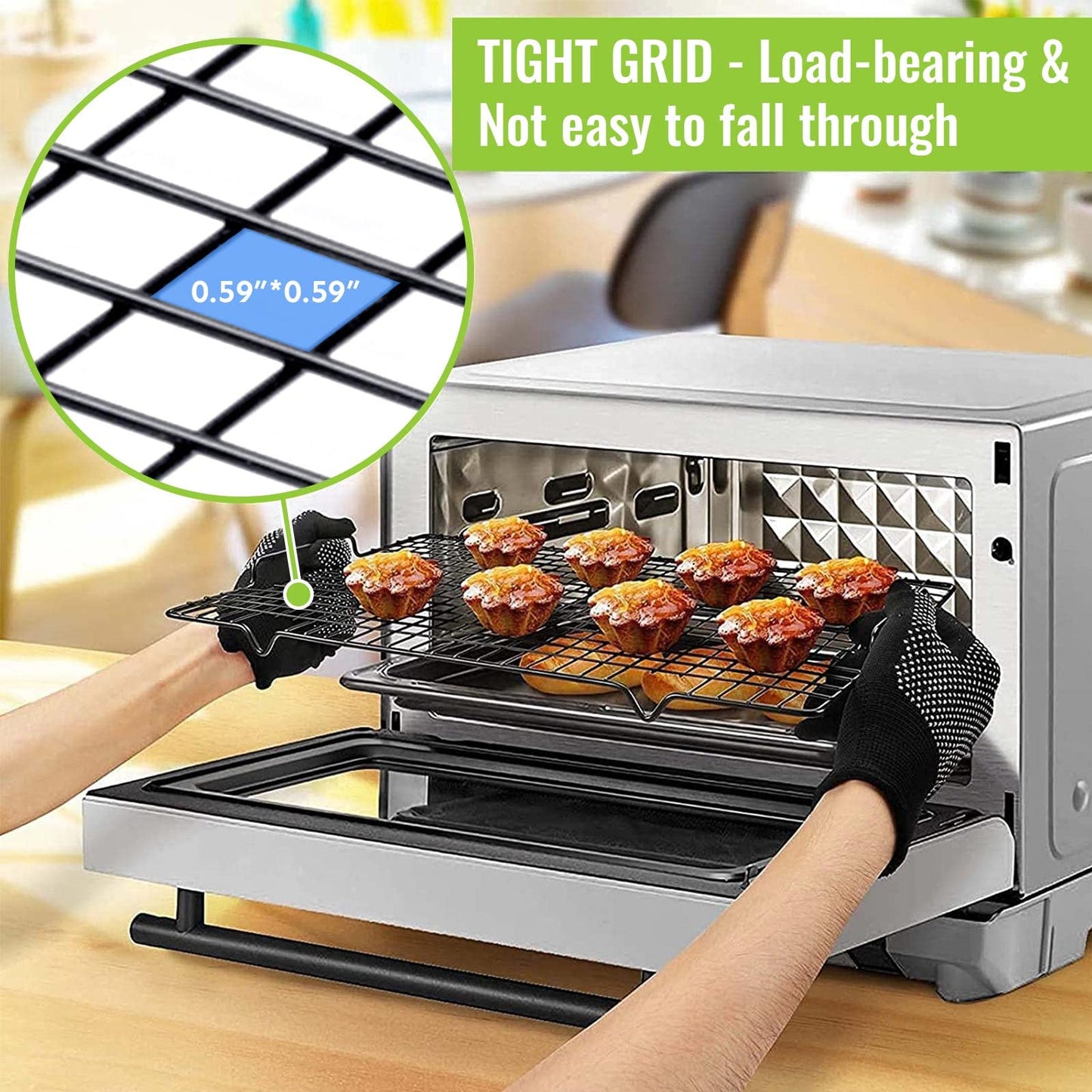 HULISEN Cooling Rack 2 Pack / 4 Pack - 16" x 10" Nonstick Baking Rack with Handles