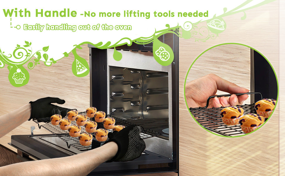 HULISEN Cooling Rack 2 Pack / 4 Pack - 16" x 10" Nonstick Baking Rack with Handles