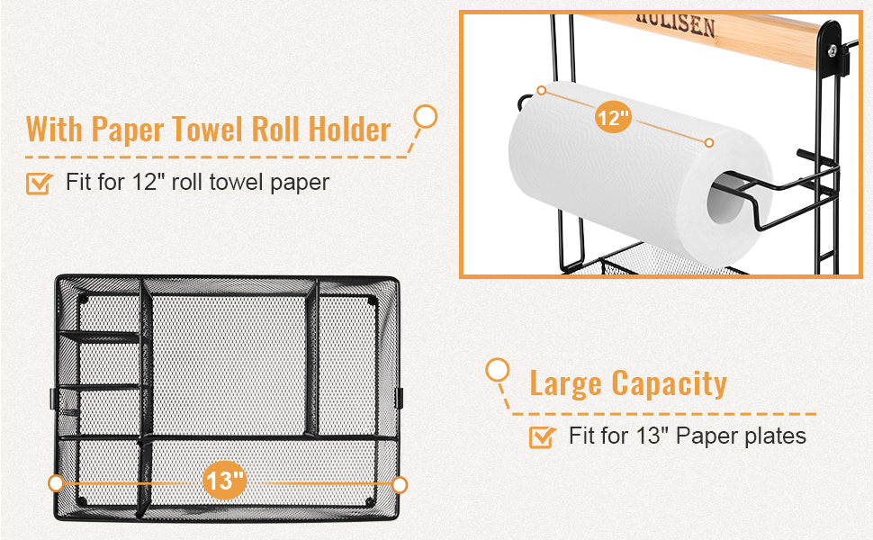 HULISEN Grill Caddy with Paper Towel Holder - BBQ Utensil and Condiment Organizer for Outdoor Cooking and Camping