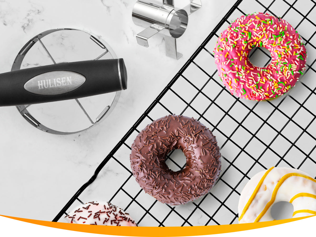 HULISEN 3.5" Donut Cutter with Removable Center - Stainless Steel Doughnut Cutter with Soft Grip Handle