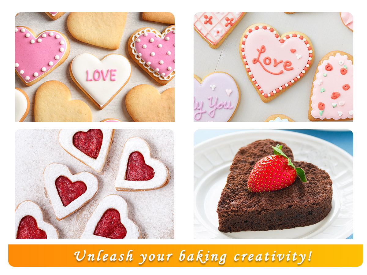 HULISEN Heart Cookie Cutter Set - 5 Pieces, Stainless Steel Biscuit Cutters with Handle