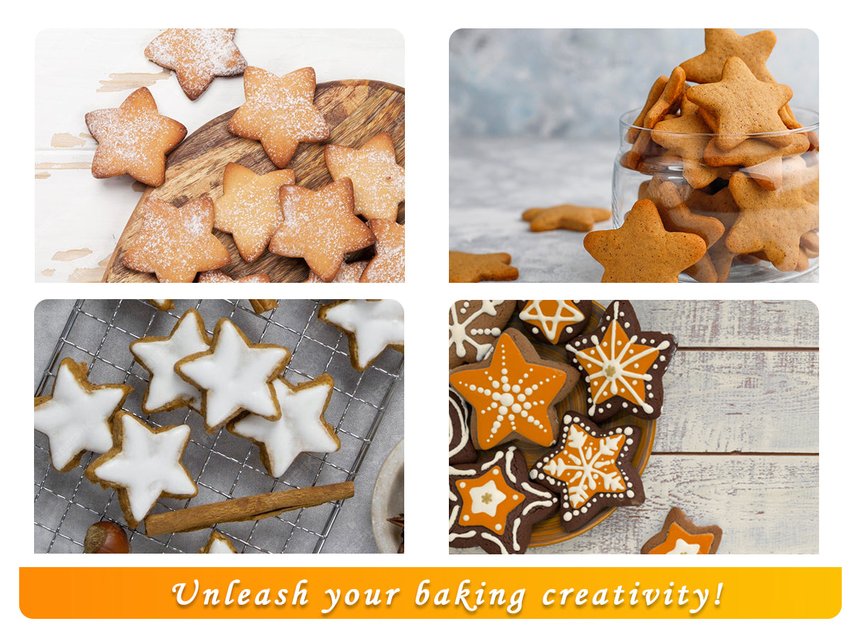 HULISEN Star Cookie Cutter Set - 5 Pieces, Stainless Steel Biscuit Cutters with Handle