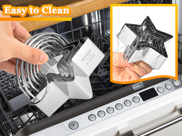 HULISEN Star Cookie Cutter Set - 5 Pieces, Stainless Steel Biscuit Cutters with Handle