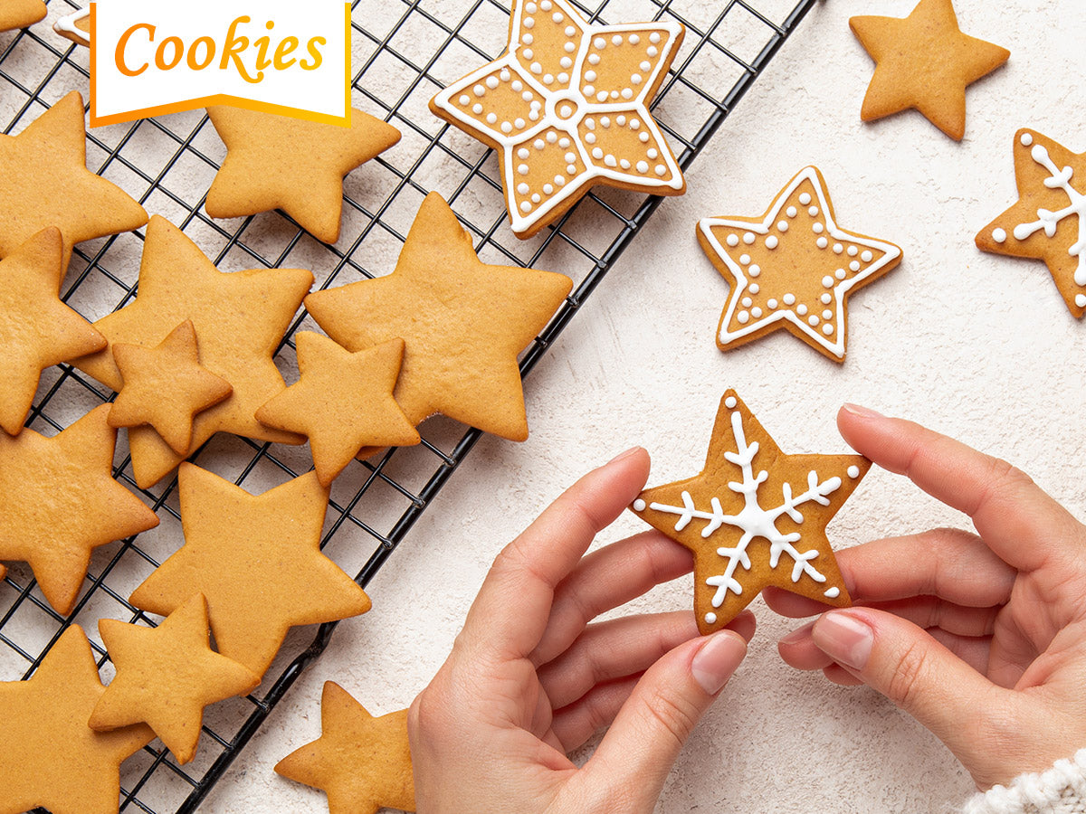 HULISEN Star Cookie Cutter Set - 5 Pieces, Stainless Steel Biscuit Cutters with Handle