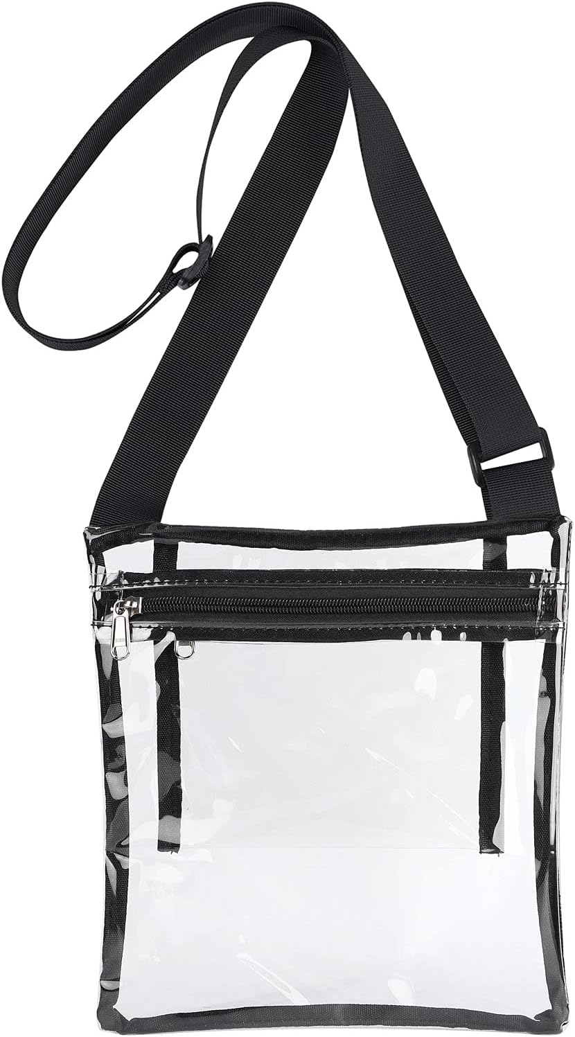 HULISEN Clear Crossbody Purse Bag, Stadium Approved, with Extra Inside Pocket 10"L x 9"W x 1"H