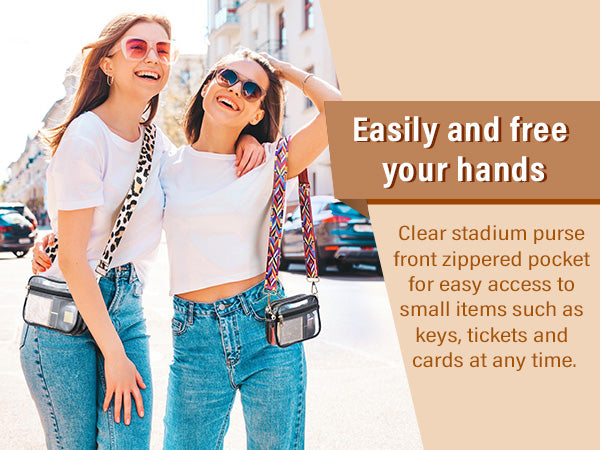 HULISEN Clear Crossbody Bag Stadium Approved - with Extra Front Pocket & Adjustable Strap