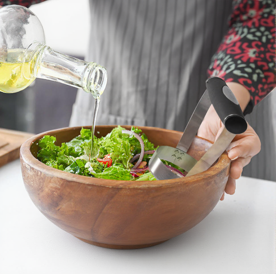 HULISEN Plain Edge Food Chopper - 3" Stainless Steel Hand Chopper with Grip Handle