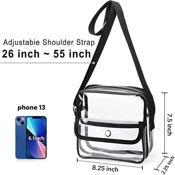 HULISEN Clear Purse, Stadium Approved Crossbody Bag, Clear Concert Bag for Women 8.25"L x 2.25"W x 7.3"H